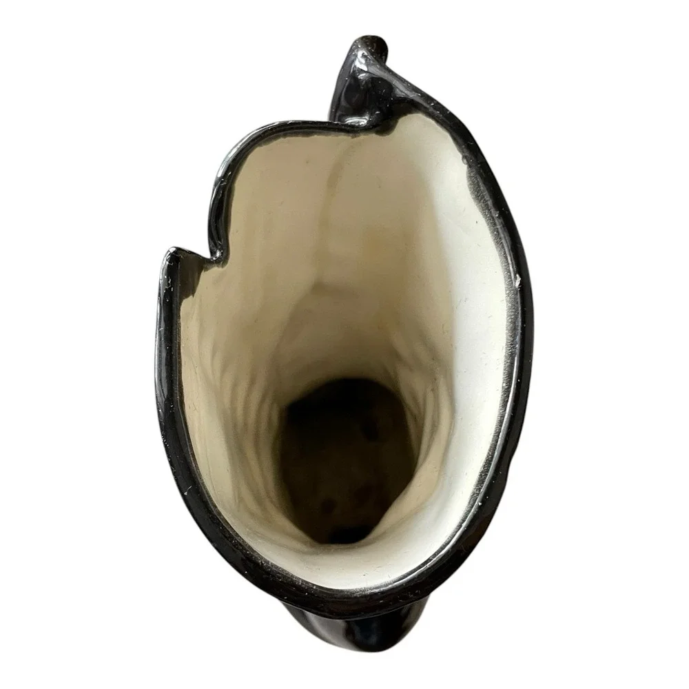 Atlantic Mold Victorian Black And Gold High Top Button Boot Vase Planter
